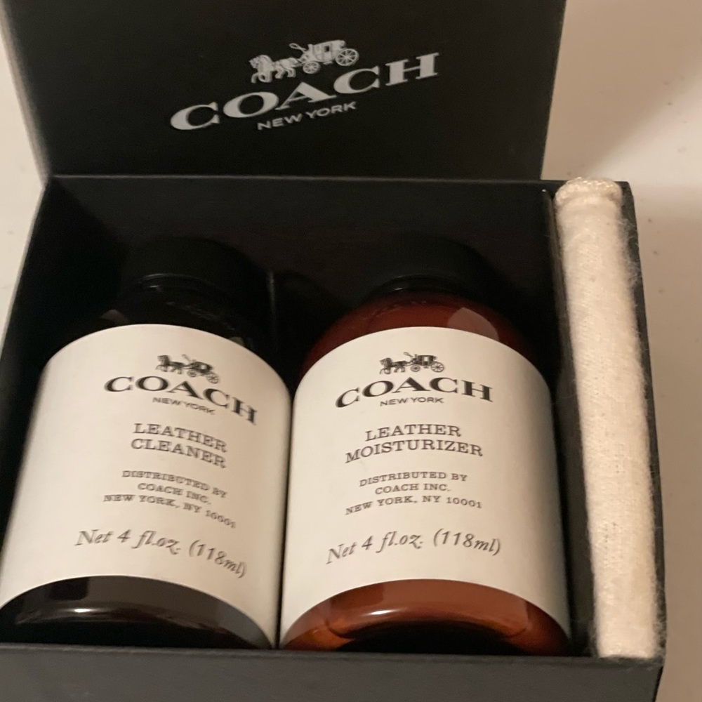 Brand new in box Coach leather cleaner and moisturizer and cleaning cloth